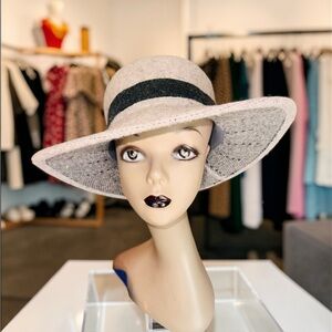 John Callanan Millinery Wool Blend Wide Brim Hat EUC